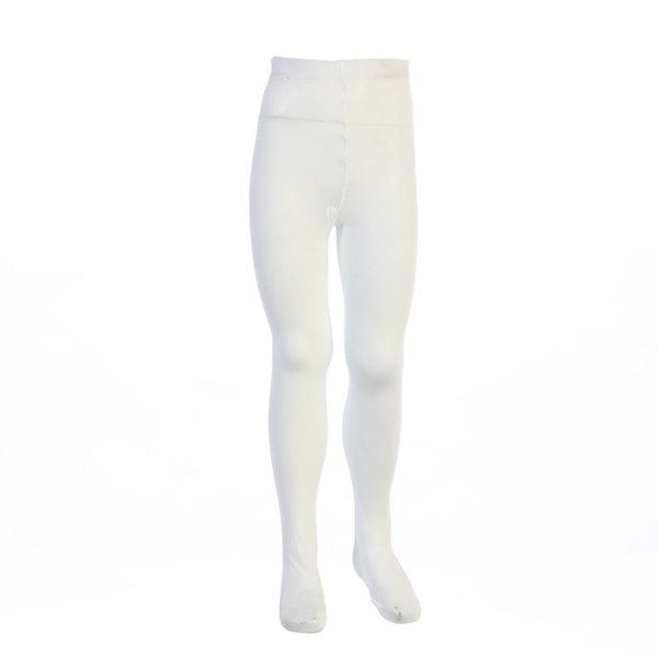 Swea Pea & Lilli Girls White Opaque Footed Stretchy Tights 12M-16 - SophiasStyle.com